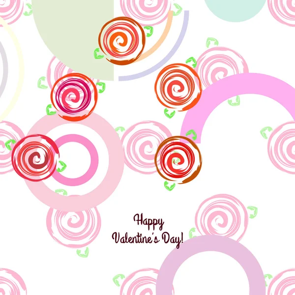 Valentine Day Rose Flower Greeting Card Vector Background — Stock Vector