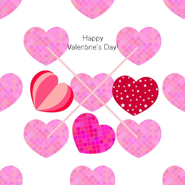 Día San Valentín Corazón Tarjeta Felicitación Vector Fondo — Vector de stock