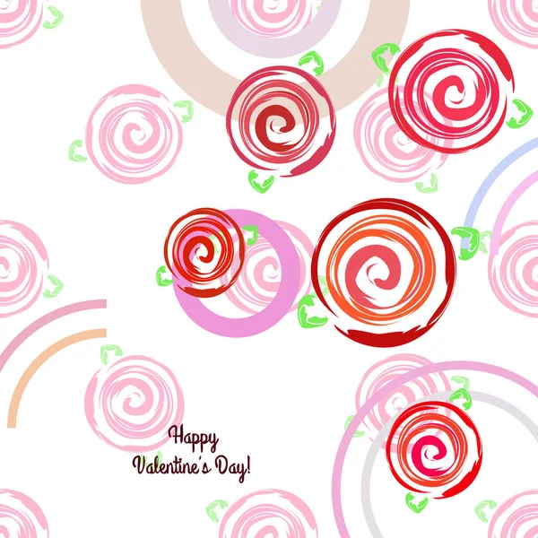 Valentine Day Rose Flower Greeting Card Vector Background — Stock Vector