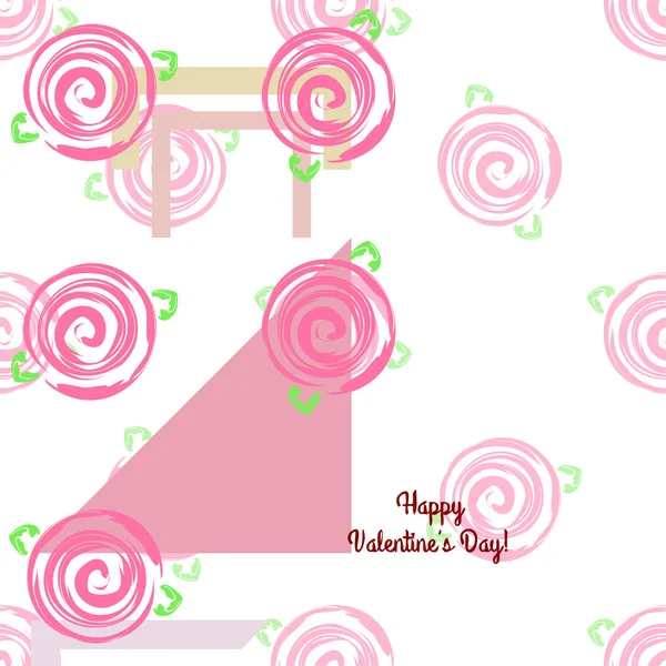 Saint Valentin Rose Fleur Carte Voeux Fond Vectoriel — Image vectorielle