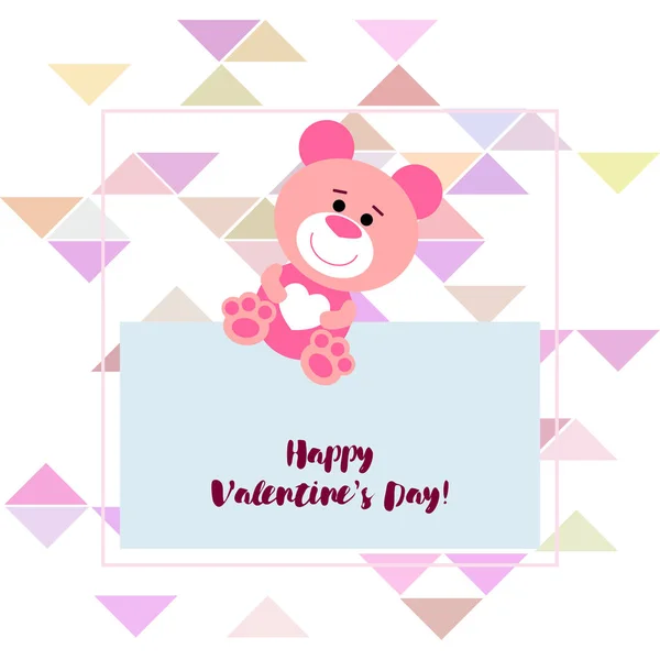 Valentinstag Teddybär Glückwunsch Vektorhintergrund — Stockvektor