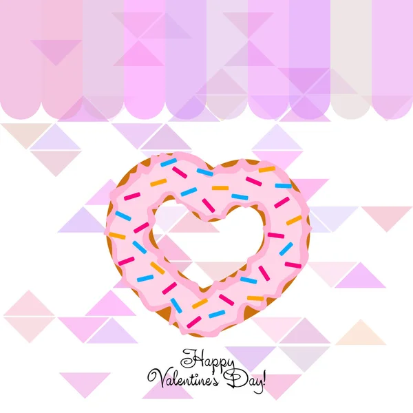 Valentine Day Heart Donut Greeting Card Vector Background — Stock Vector