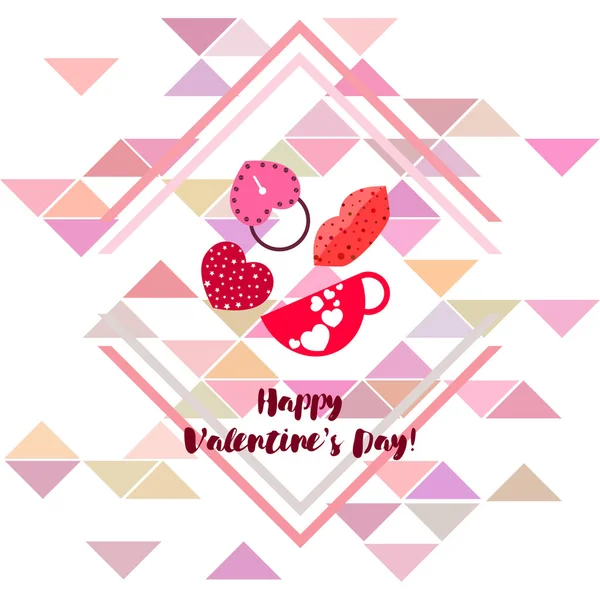 バレンタインの日 マグカップ ロック ハート ベクトルの背景 — ストックベクタ