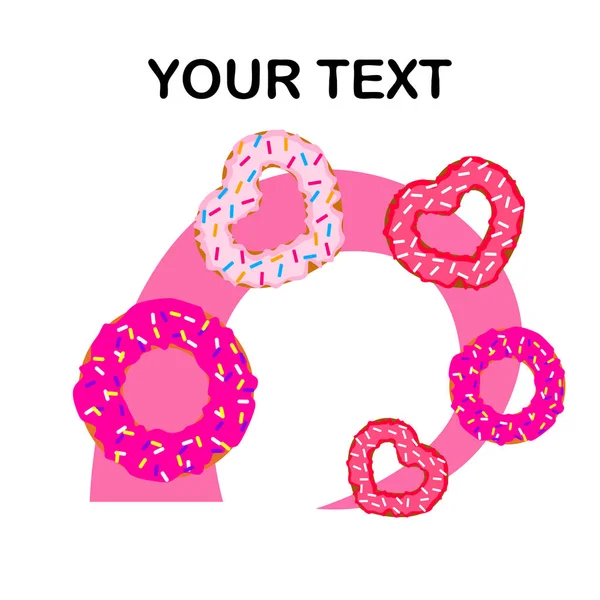 Valentine Day Heart Donut Greeting Card Vector Background — Stock Vector