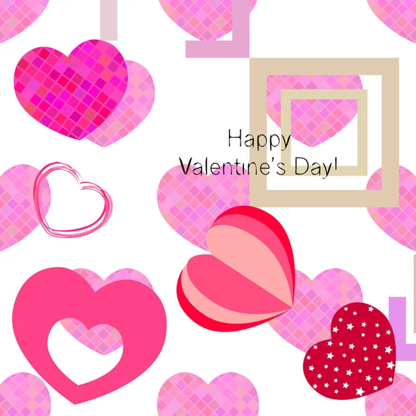 Día San Valentín Corazón Tarjeta Felicitación Vector Fondo — Vector de stock