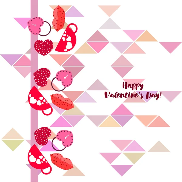 День Святого Валентина Кружка Замок Губы Сердце Векторный Фон — стоковый вектор