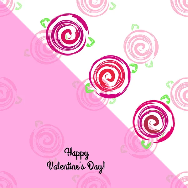 Saint Valentin Rose Fleur Carte Voeux Fond Vectoriel — Image vectorielle