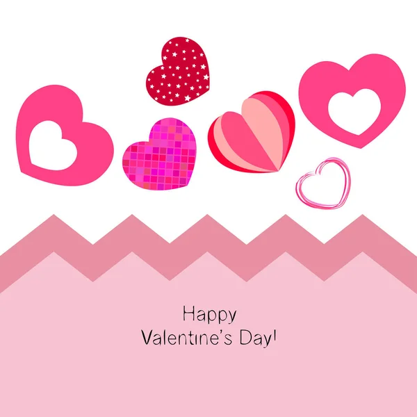 Día San Valentín Corazón Tarjeta Felicitación Vector Fondo — Vector de stock