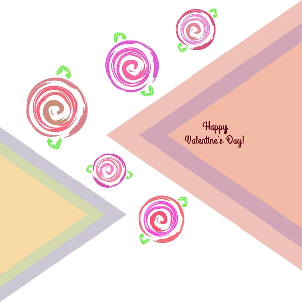 San Valentín Rosa Flor Tarjeta Felicitación Vector Fondo — Archivo Imágenes Vectoriales