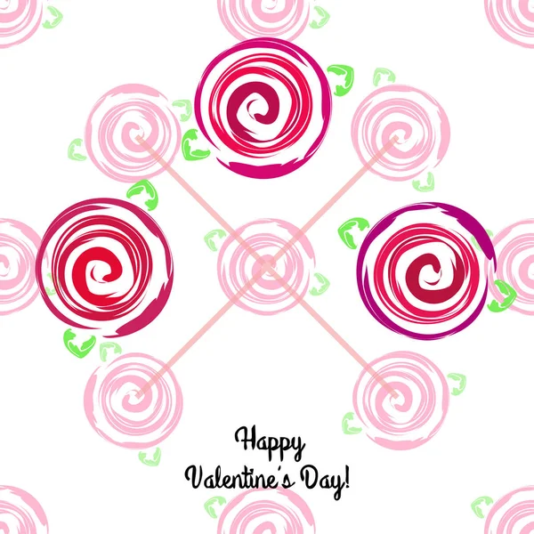 San Valentín Rosa Flor Tarjeta Felicitación Vector Fondo — Archivo Imágenes Vectoriales