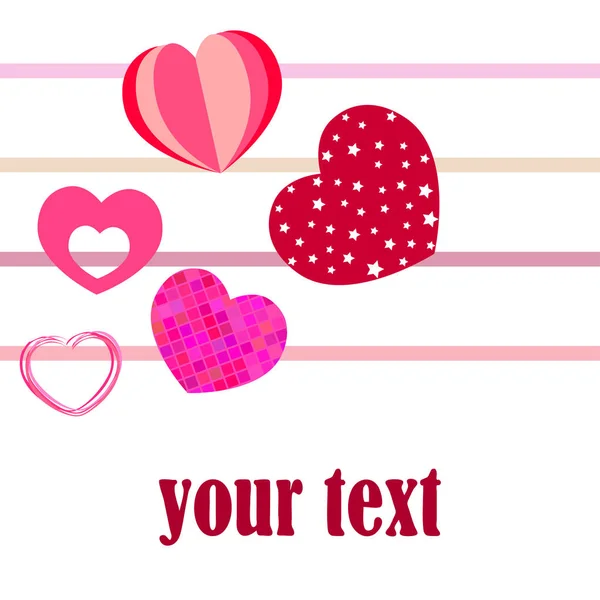 Valentine Day Heart Greeting Card Vector Background — Stock Vector