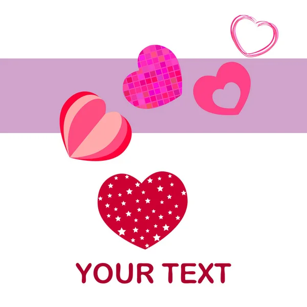 Valentine Day Heart Greeting Card Vector Background — Stock Vector