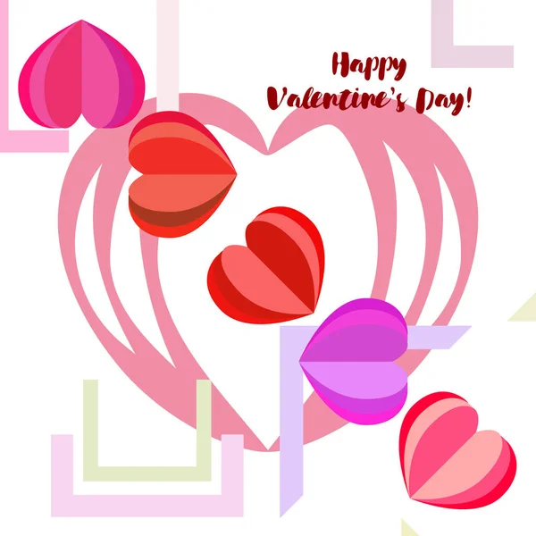 Valentine Day Heart Greeting Card Vector Background — Stock Vector