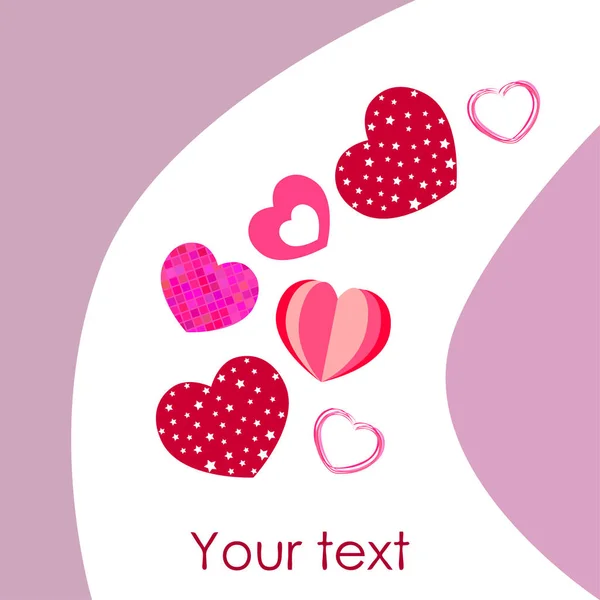 Valentine Day Heart Greeting Card Vector Background — Stock Vector