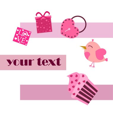 St. Valentine's Day için kutlama öğeleri kümesi. Beyaz arka plan üzerinde izole düz vektör çizim