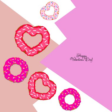 Sevgililer günü, kalp poğaça, tebrik kartı, vektör arka plan