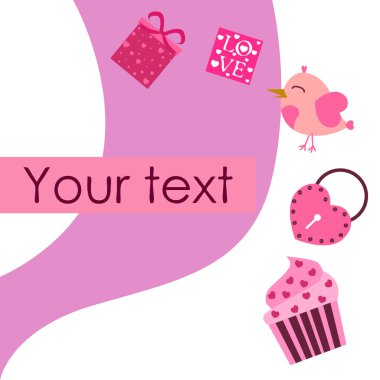St. Valentine's Day için kutlama öğeleri kümesi. Beyaz arka plan üzerinde izole düz vektör çizim