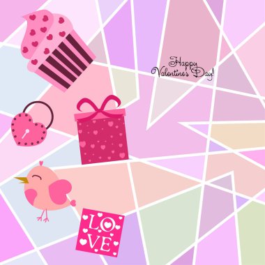 St. Valentine's Day için kutlama öğeleri kümesi. Beyaz arka plan üzerinde izole düz vektör çizim