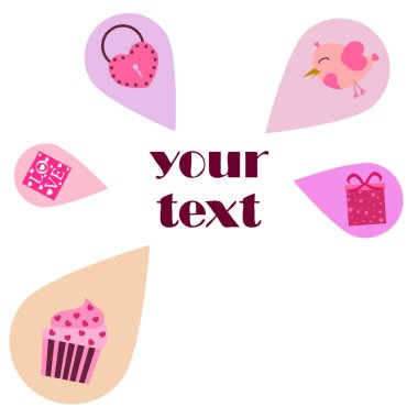 St. Valentine's Day için kutlama öğeleri kümesi. Beyaz arka plan üzerinde izole düz vektör çizim