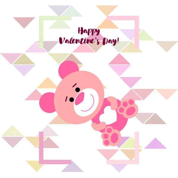 Día San Valentín Osito Peluche Felicitación Vector Fondo — Vector de stock