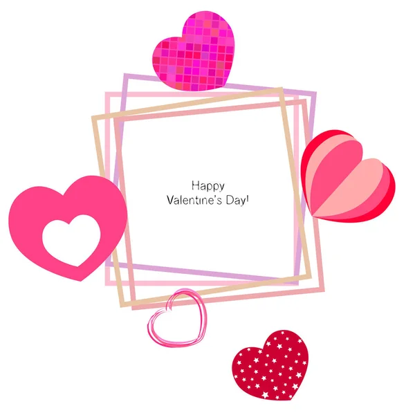 Valentine Day Heart Greeting Card Vector Background — Stock Vector