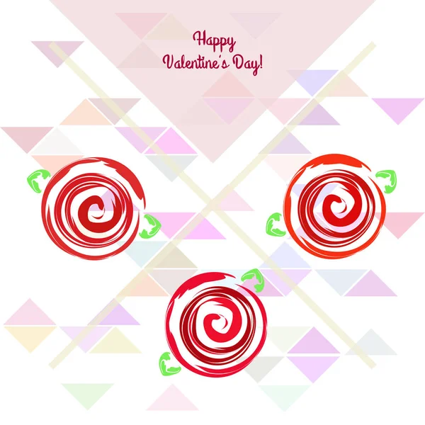 Valentine Day Rose Flower Greeting Card Vector Background — Stock Vector