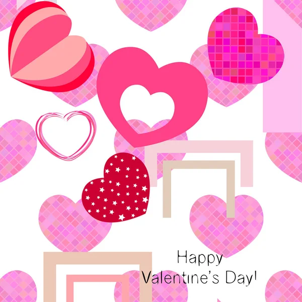 Valentine Day Heart Greeting Card Vector Background — Stock Vector