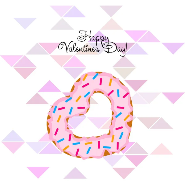 Aftelkalender Voor Valentijnsdag Hart Donut Wenskaart Vector Achtergrond — Stockvector