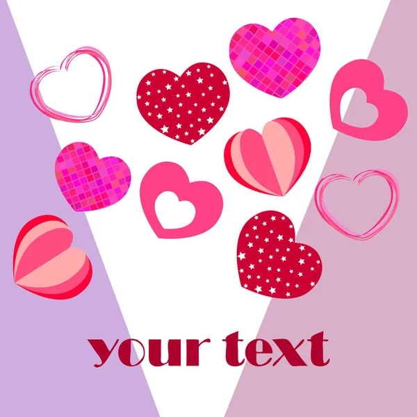 Valentine Day Heart Greeting Card Vector Background — Stock Vector