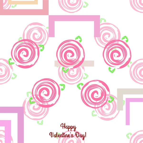 Valentine Day Rose Flower Greeting Card Vector Background — Stock Vector