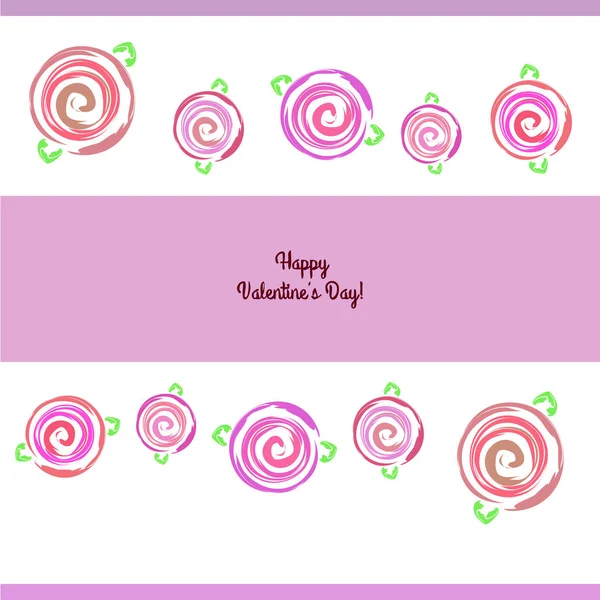 San Valentín Rosa Flor Tarjeta Felicitación Vector Fondo — Vector de stock