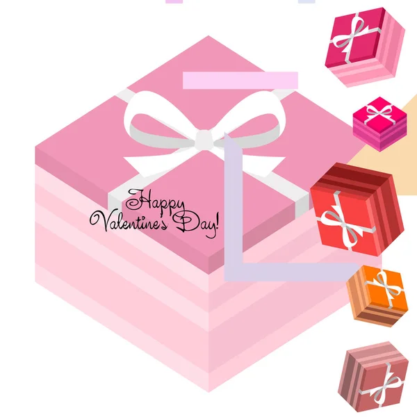 Día San Valentín Regalo Tarjeta Felicitación Vector Fondo — Vector de stock