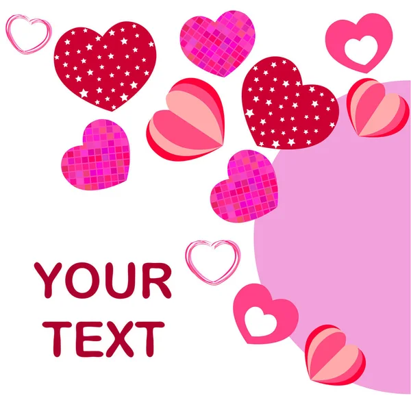 Valentine Day Heart Greeting Card Vector Background — Stock Vector