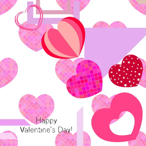 Día San Valentín Corazón Tarjeta Felicitación Vector Fondo — Vector de stock