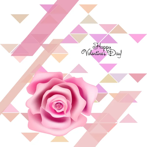 Valentinstag Rose Blume Grußkarte Vektorhintergrund — Stockvektor