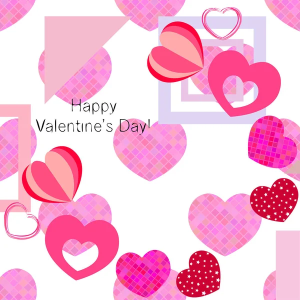 Día San Valentín Corazón Tarjeta Felicitación Vector Fondo — Vector de stock