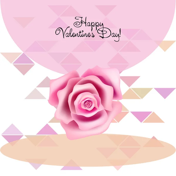 San Valentín Rosa Flor Tarjeta Felicitación Vector Fondo — Archivo Imágenes Vectoriales