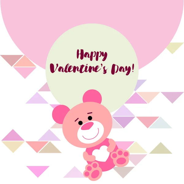 Valentine Day Teddy Bear Congratulation Vector Background — Stock Vector