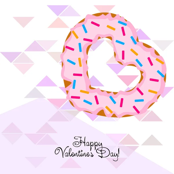 Valentine Day Heart Donut Greeting Card Vector Background — Stock Vector