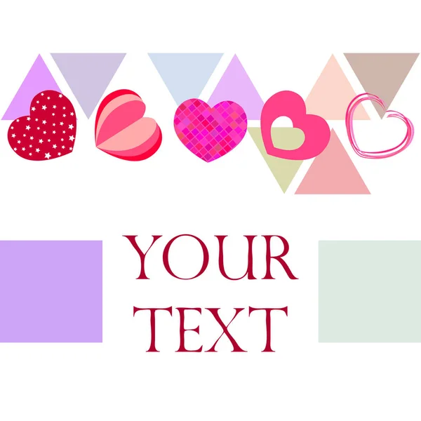 Valentine Day Heart Greeting Card Vector Background — Stock Vector