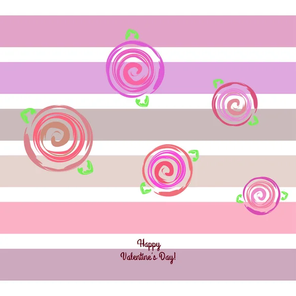 San Valentín Rosa Flor Tarjeta Felicitación Vector Fondo — Archivo Imágenes Vectoriales