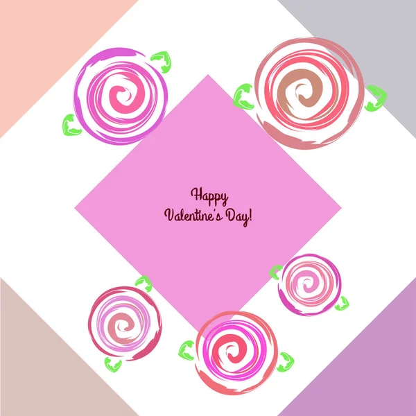 Valentine Day Rose Flower Greeting Card Vector Background — Stock Vector