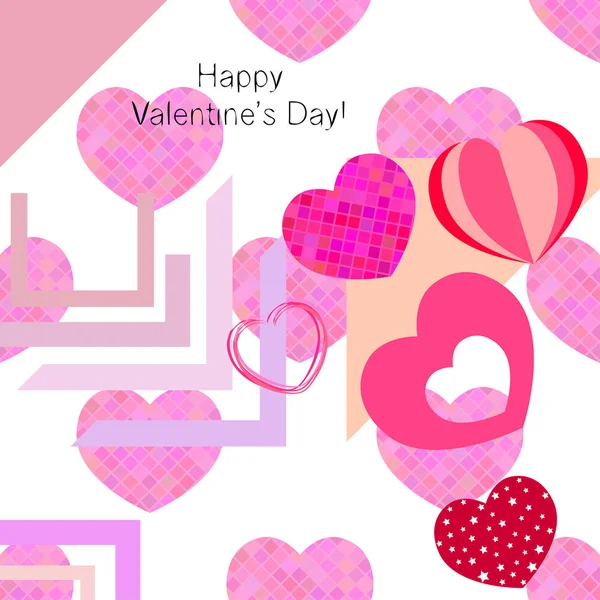 Día San Valentín Corazón Tarjeta Felicitación Vector Fondo — Vector de stock