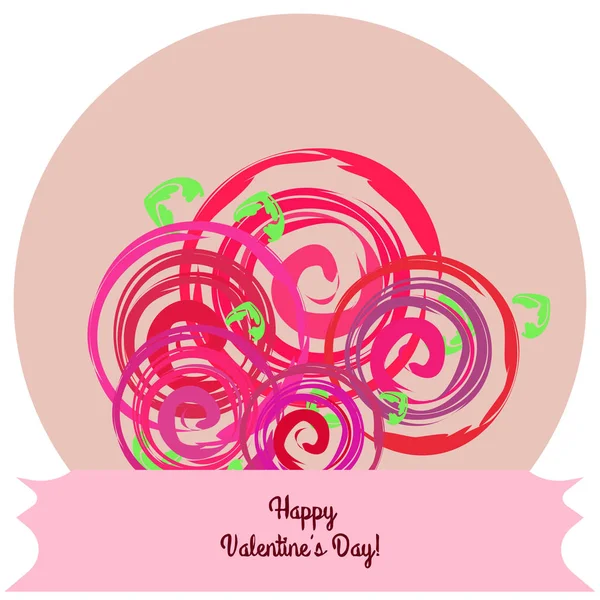 Valentine Day Rose Flower Greeting Card Vector Background — Stock Vector