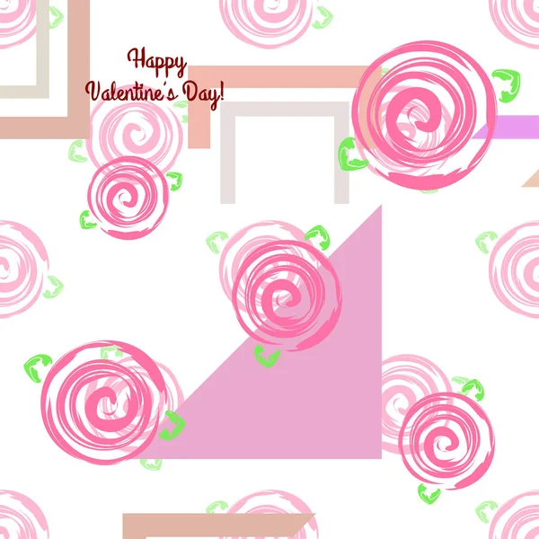 Dia Dos Namorados Rosa Flor Cartão Saudação Fundo Vetorial —  Vetores de Stock