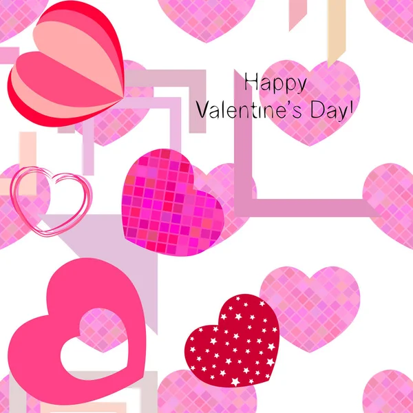 Día San Valentín Corazón Tarjeta Felicitación Vector Fondo — Vector de stock