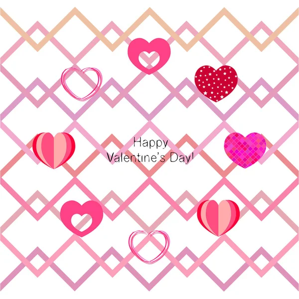 Valentine Day Heart Greeting Card Vector Background — Stock Vector