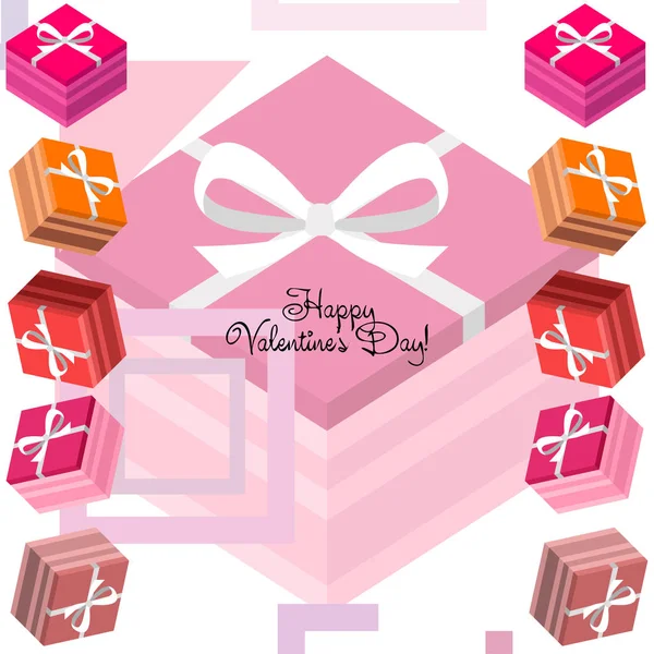 Valentine Day Gift Greeting Card Vector Background — Stock Vector