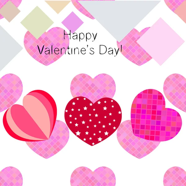 Valentinsdag Hjerte Gratulasjonskort Vektorbakgrunn – stockvektor