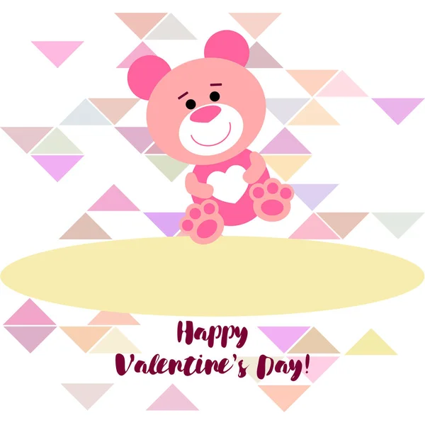 Valentine Day Teddy Bear Congratulation Vector Background — Stock Vector